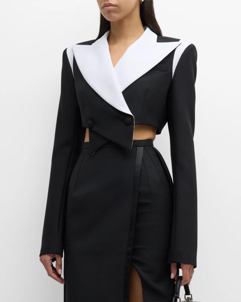 LaQuan Smith Colorblock Double-Breasted Cropped Blazer Jacket Cover