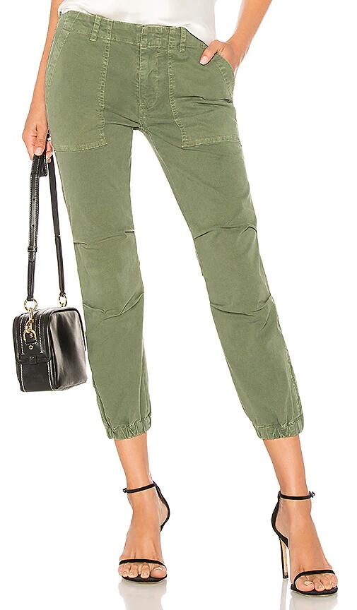 NILI LOTAN Cropped Military Pant in Green Cover