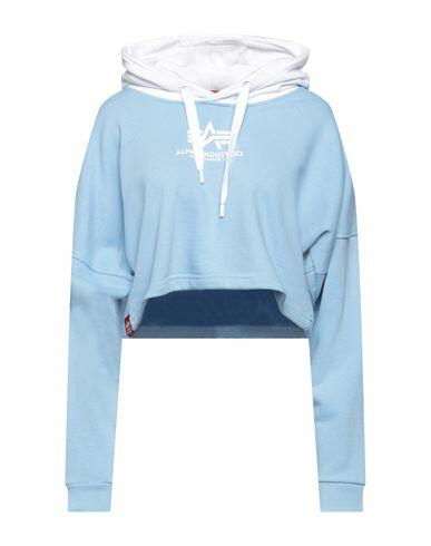 Alpha Industries Woman Sweatshirt Sky blue Cotton, Polyester Cover