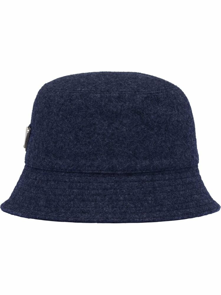 Prada logo plaque wool bucket hat - Blue Cover