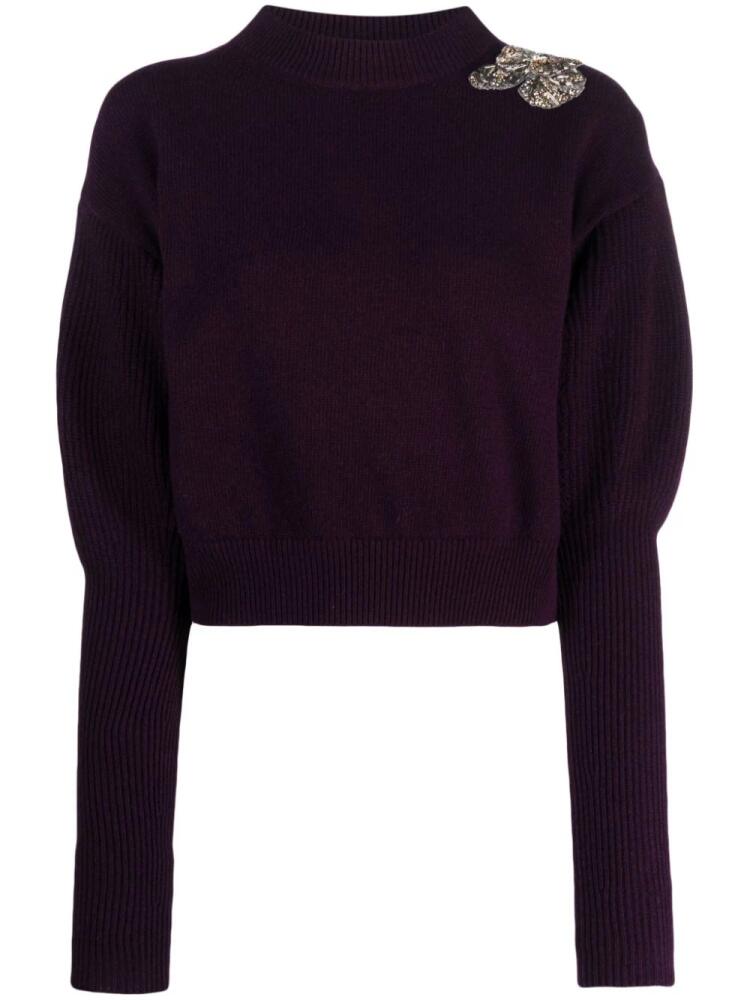 Alexander McQueen crystal-embellished wool-cashmere jumper - Purple Cover