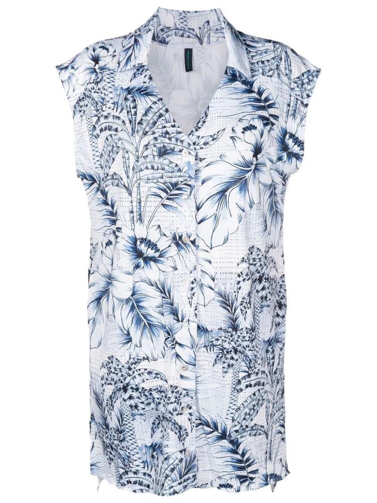 Lygia & Nanny palm-tree print longline shirt - Blue Cover