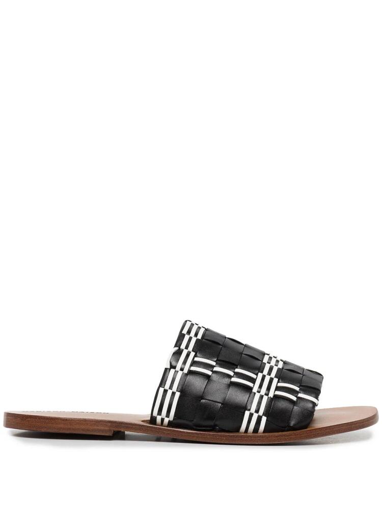 Madison.Maison woven leather slides - Black Cover