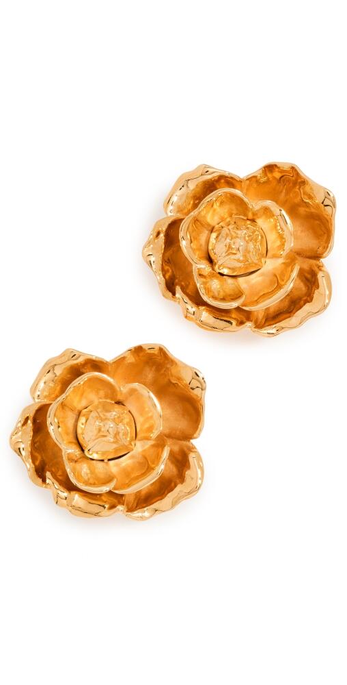 Oscar de la Renta Gardenia Stud Earrings Gold Cover