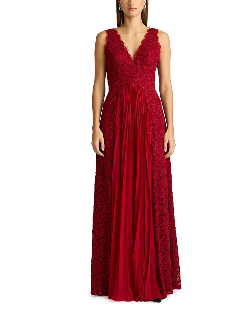 Zac Posen Pleated Lace Gown Cover