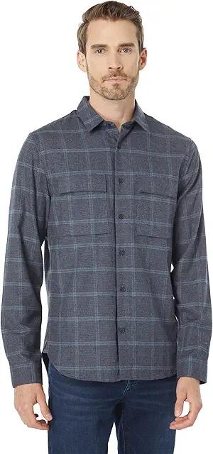 Vince Houndstooth Windowpane Long Sleeve (River Blue) Men's Clothing Cover