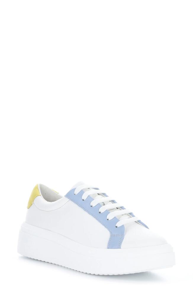 Bos. & Co. Fuzi Platform Sneaker in White/Sky/Yellow Leather Cover