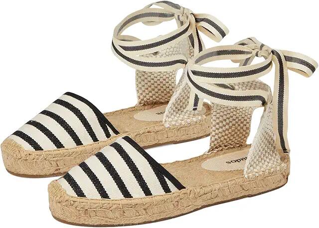 Soludos Lauren Lace Up Espadrille (Ivory/Black) Women's Sandals Cover