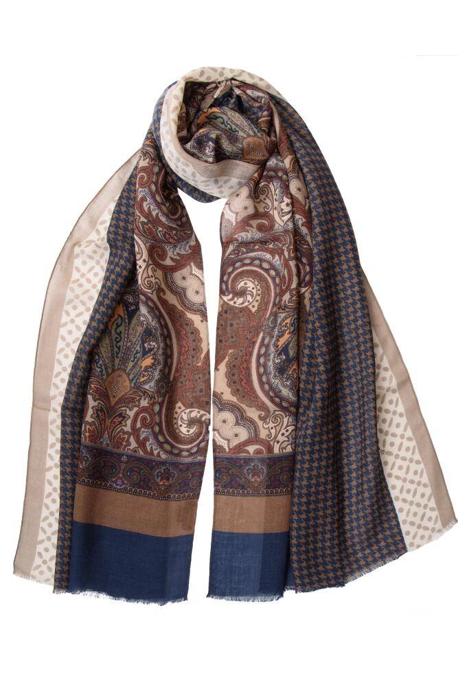 Elizabetta Aosta - Wool Scarf in Brown And Blue Cover