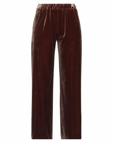 Rue Du Bac Woman Pants Brown Polyester, Elastane Cover