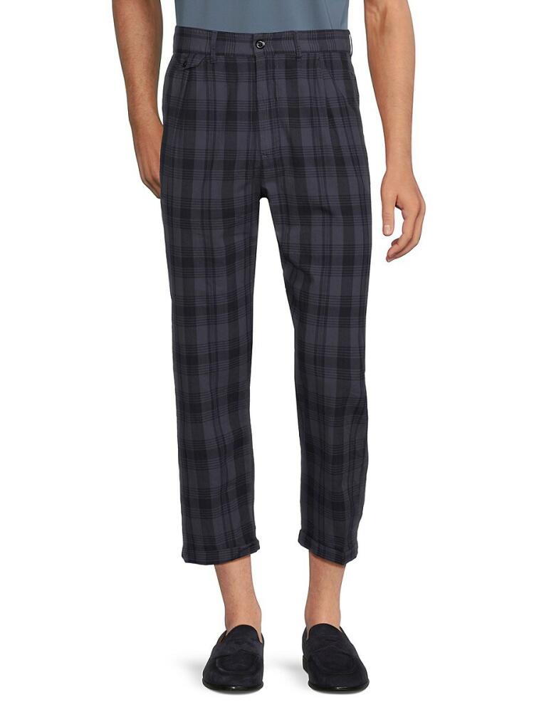 Alex Mill Men's Plaid Pleated Cropped Pants - Navy Cover