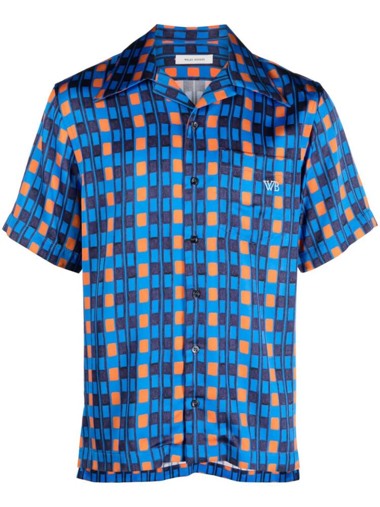 Wales Bonner Highlife geometric-print bowling shirt - Blue Cover