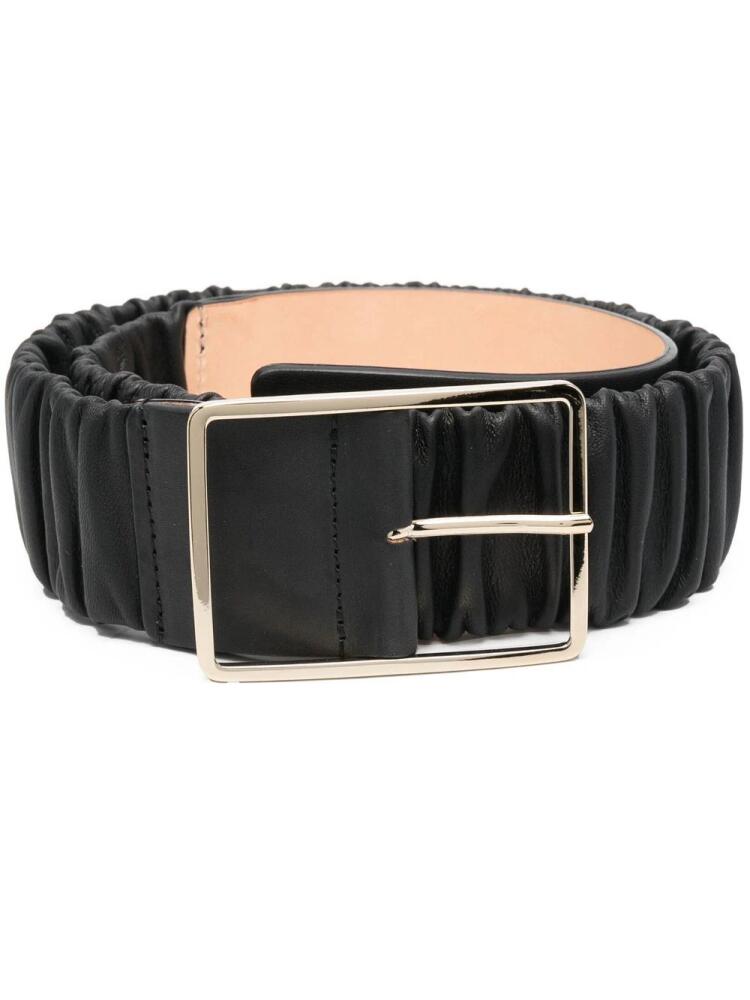 AGL leather ruched belt - Black Cover