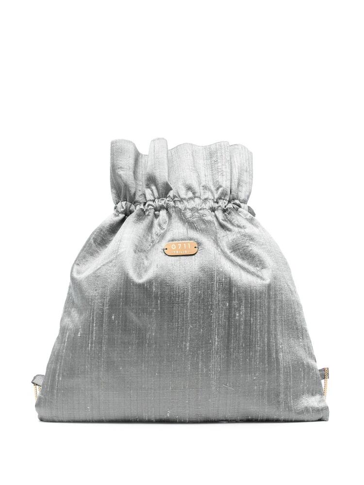 0711 Willow drawstring silk backpack - Grey Cover