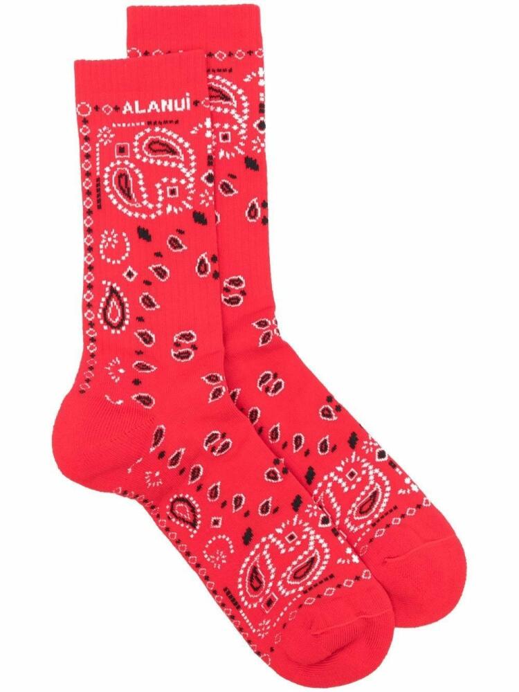 Alanui Bandana print ankle socks - Red Cover