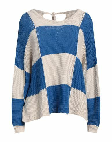 Solotre Woman Sweater Blue Cotton, Linen Cover