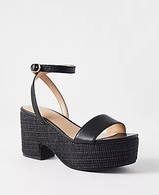 Ann Taylor Straw Platform Ankle Strap Sandals Cover