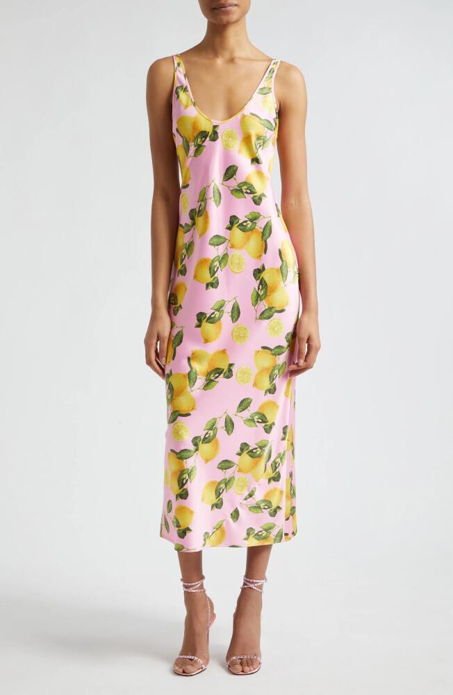 L'AGENCE Akiya Satin Tank Dress in Cotton Candy Multi Lemon Cover