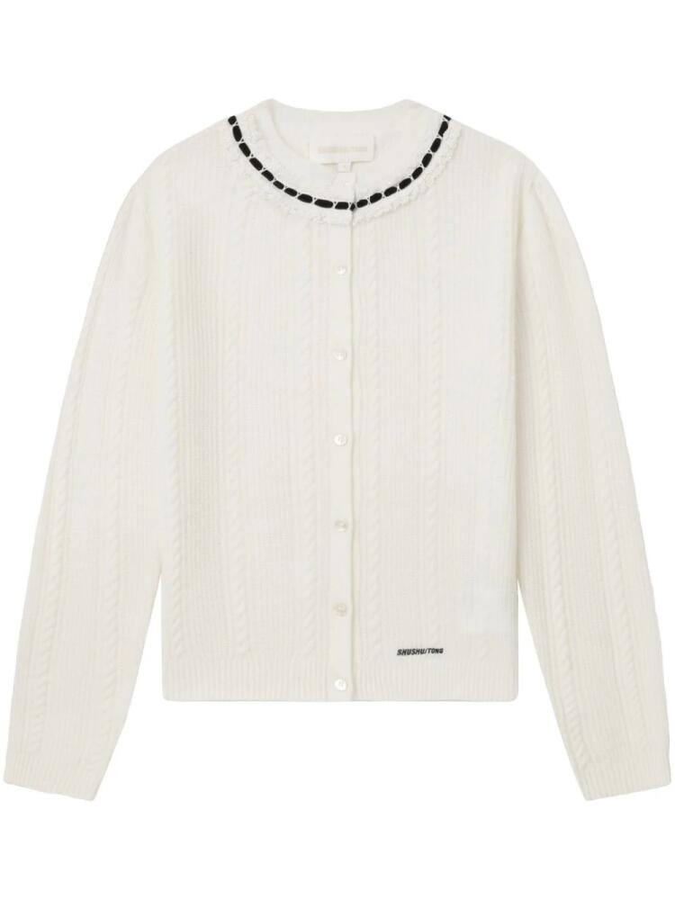 SHUSHU/TONG frayed-detail cardigan - White Cover