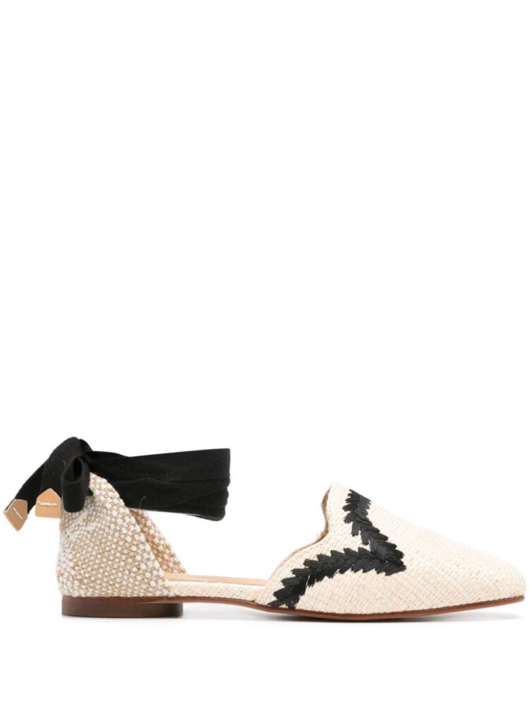 Castañer embroidered interwoven-raffia espadrilles - Neutrals Cover