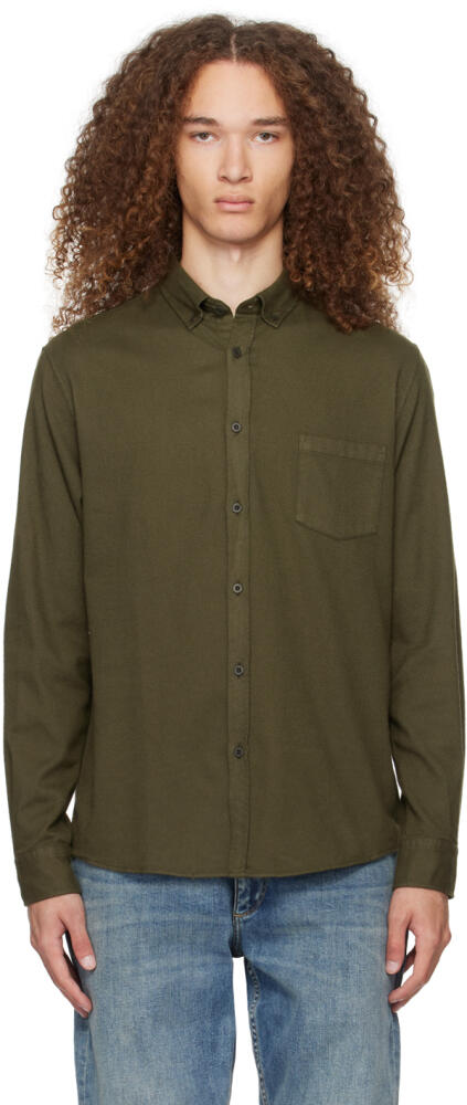 Sunspel Khaki Button-Down Shirt Cover