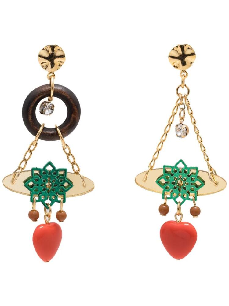 Amir Slama heart-charm chandelier earrings - Gold Cover