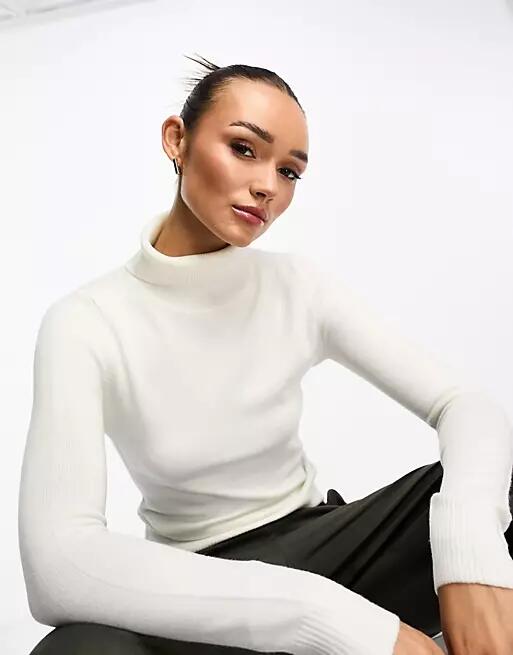 French Connection ribbed turtle neck sweater in white Cover