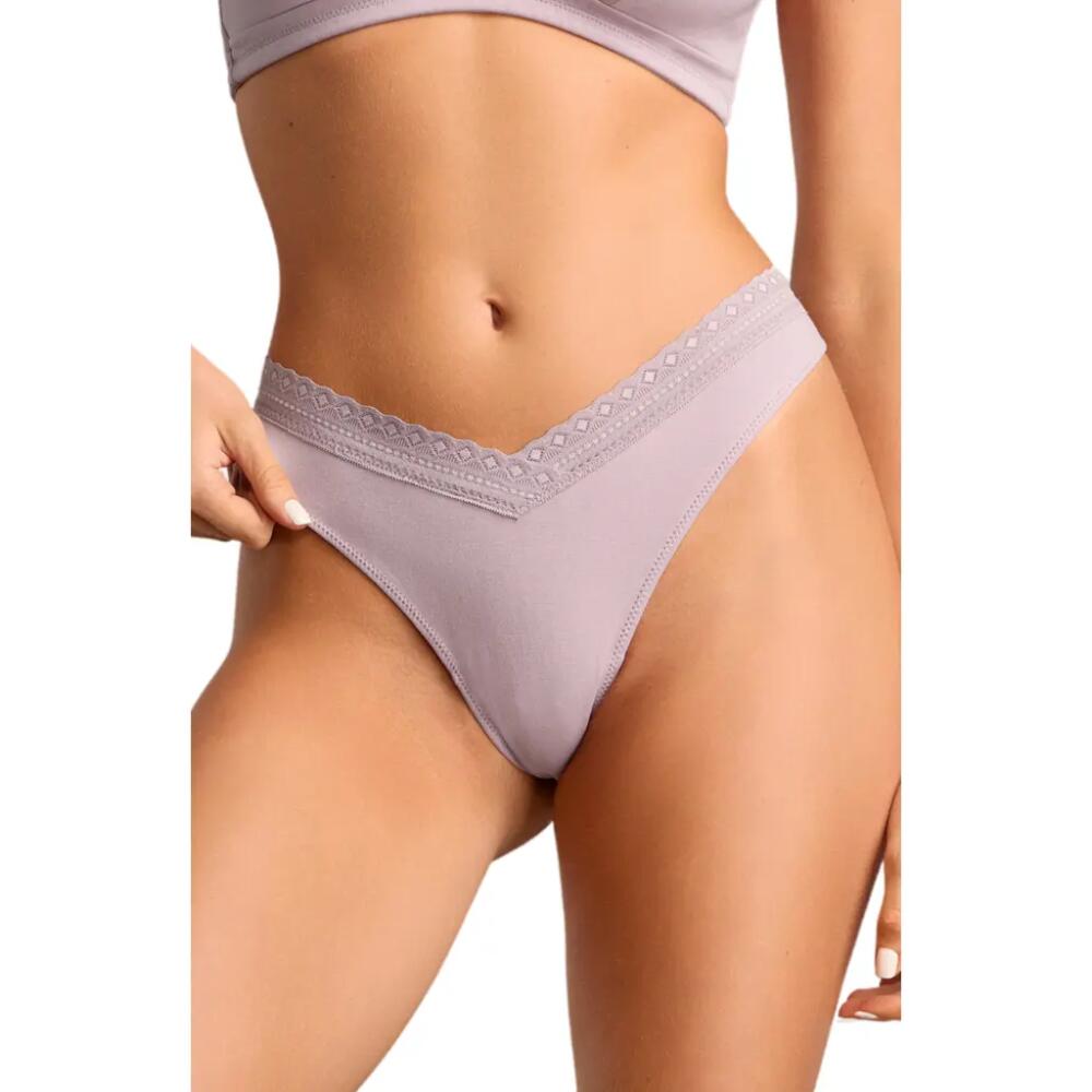 Siella Organic Cotton Thong Panty with Lace in Dusty Lavender Cover