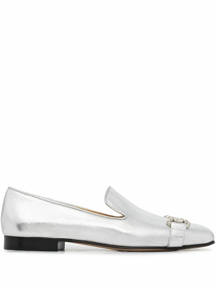 Madison.Maison square-toe horsebit loafers - Silver Cover