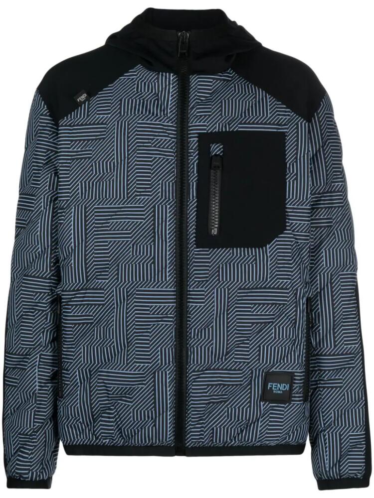 FENDI Fendi Shadow-print panelled down jacket - Black Cover