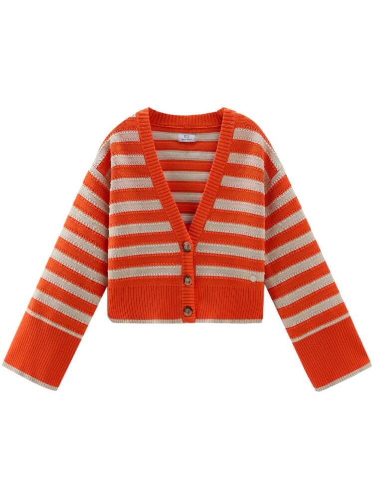 Woolrich striped cotton cardigan - Orange Cover