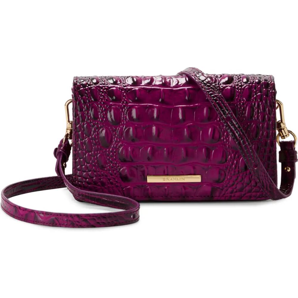 Brahmin Minuette Croc Embossed Leather Crossbody Bag in Sugar Plum Cover