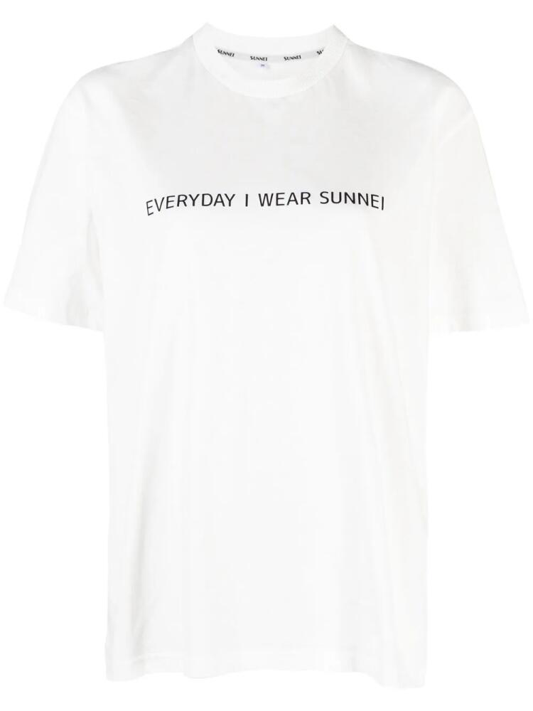 Sunnei slogan-print cotton T-shirt - White Cover