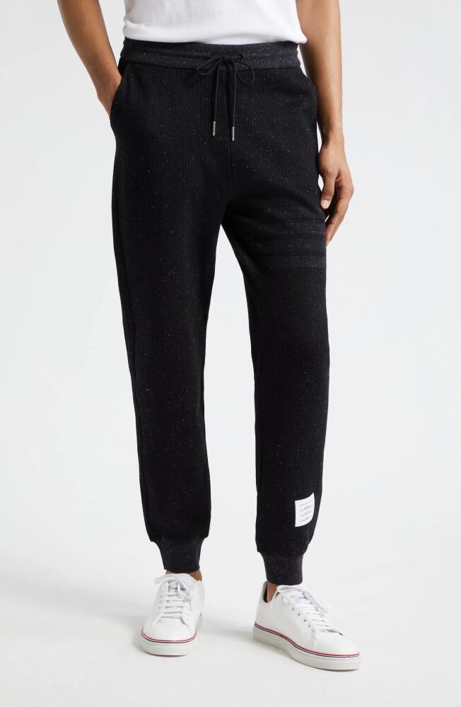 Thom Browne 4-Bar Flecked Cotton & Silk Sweatpants in Black Cover