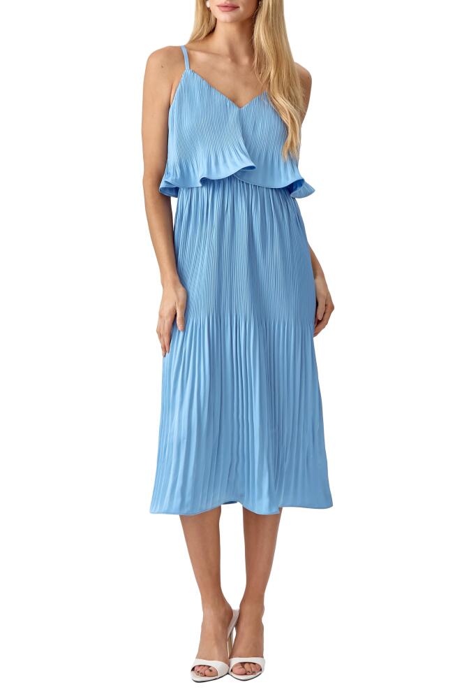 Adelyn Rae Nayla Pleated Overlay Sleeveless Midi Dress in Sky Blue Cover