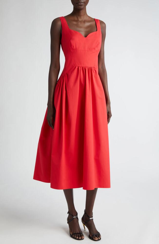 Alexander McQueen Sleeveless Cotton Poplin Midi Dress in Lust Red Cover