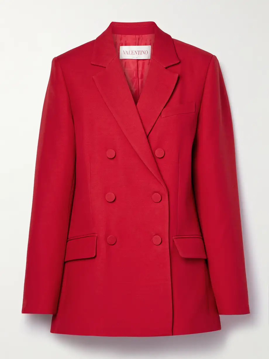 Valentino Garavani - Double-breasted Wool And Silk-blend Crepe Blazer - Red Cover