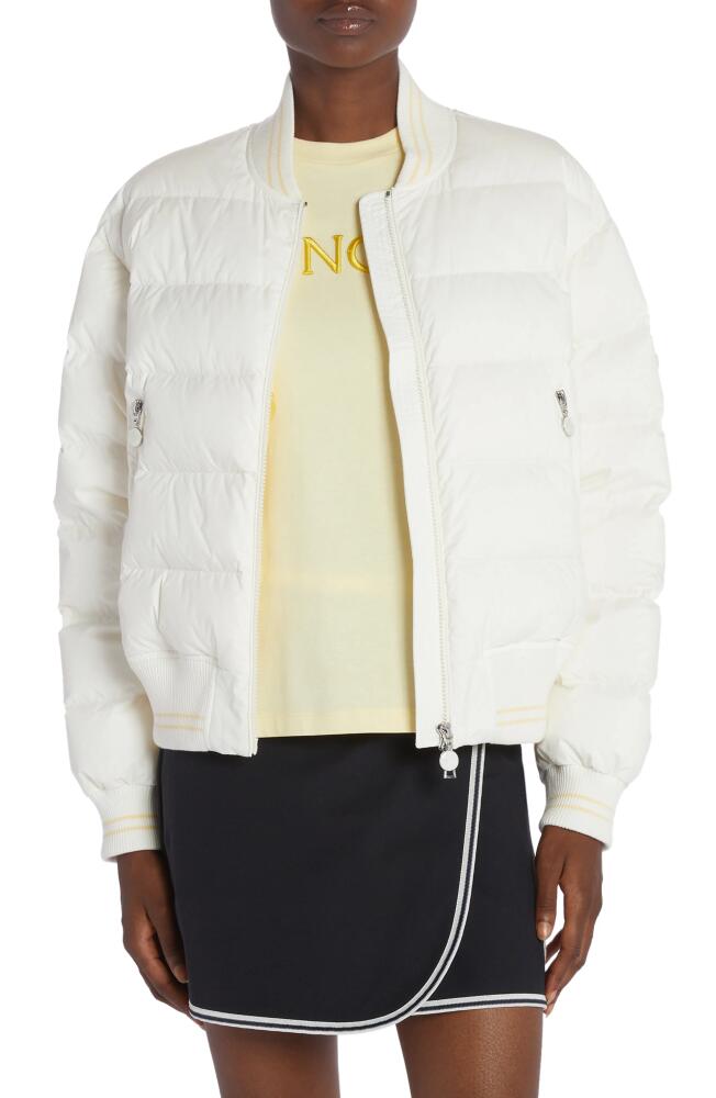 Moncler Argo Down Bomber Jacket in Bright White Cover