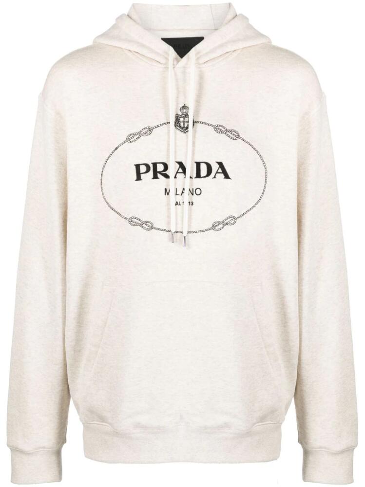 Prada logo-print cotton hoodie - Neutrals Cover