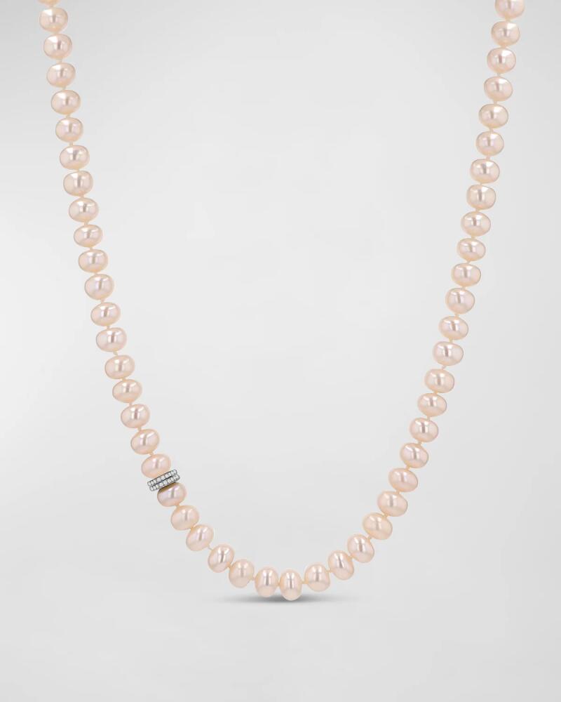 Sheryl Lowe Pearl 8mm Bead Necklace with 2 Diamond Rondelles Cover