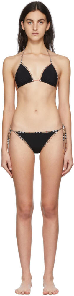 Burberry Black Vintage Check Detail Mata Triangle Bikini Cover