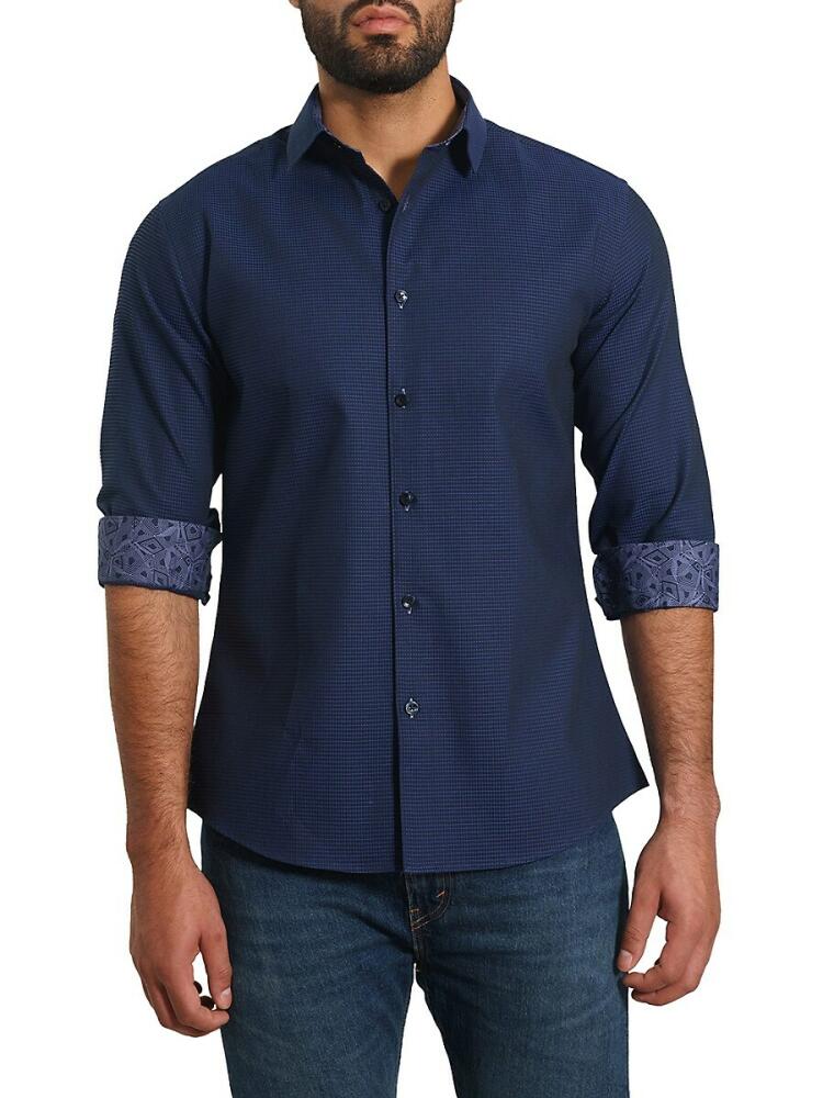 Jared Lang Men's Micro Check Shirt - Navy Cover