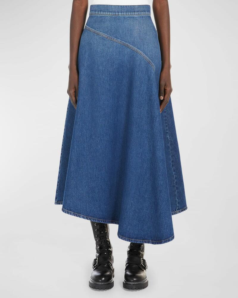 Weekend Max Mara Luana High-Low Denim Midi Skirt Cover