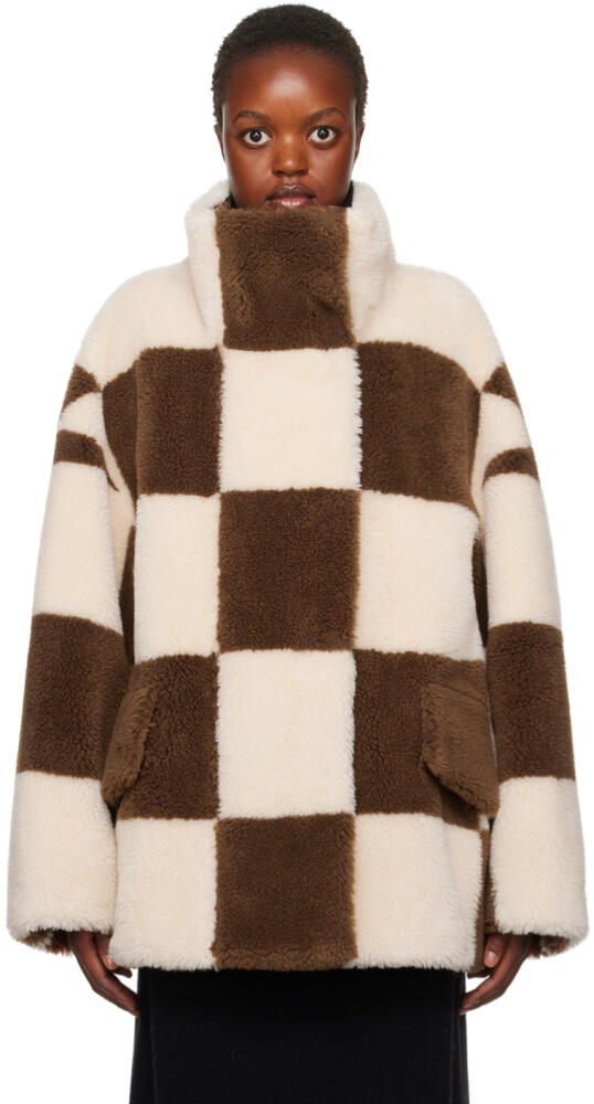 Stand Studio Off-White & Brown Dani Faux-Fur Jacket Cover