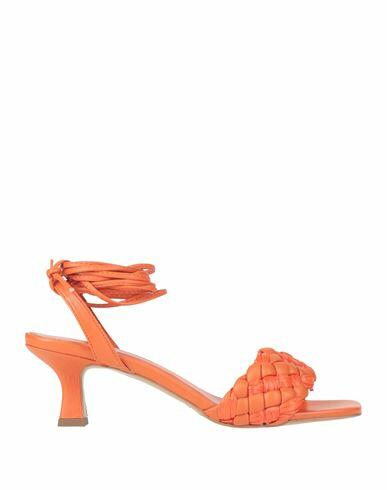 Paolo Mattei Woman Sandals Orange Textile fibers Cover