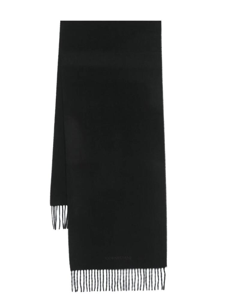 Corneliani logo-embroidered cashmere scarf - Black Cover