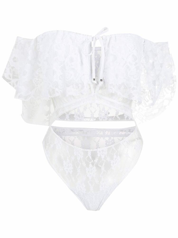 Amir Slama lace short sleeves bodysuit - White Cover