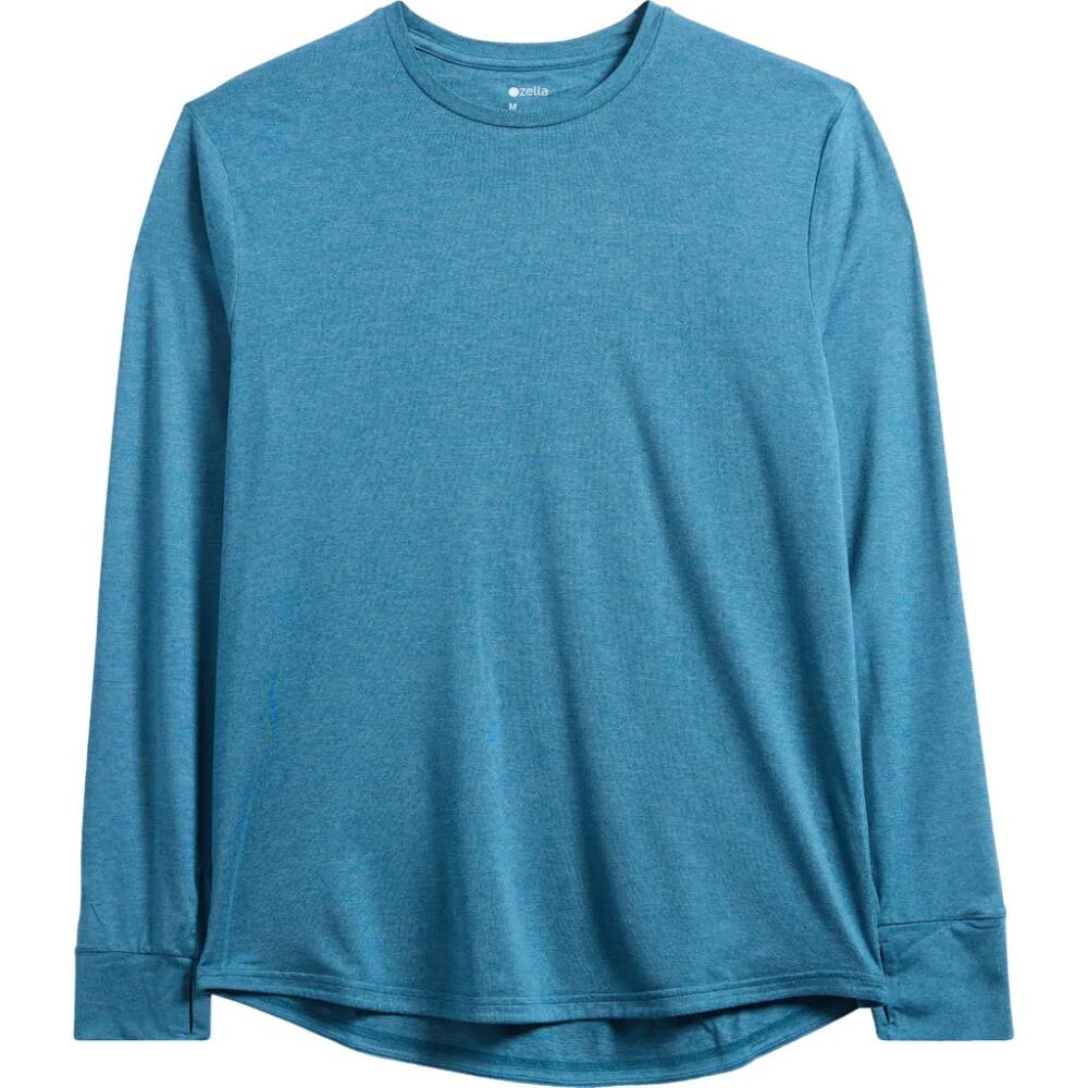 Zella Restore Soft Performance Long Sleeve T-Shirt in Teal Feather Cover