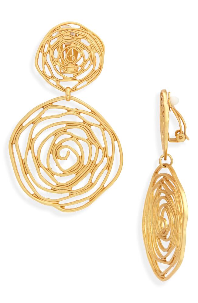 Karine Sultan Oversize Rose Cutout Drop Clip Earrings in Gold Cover