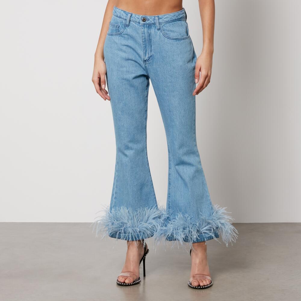 Marques Almeida Feather-Trimmed Denim Flared Jeans Cover